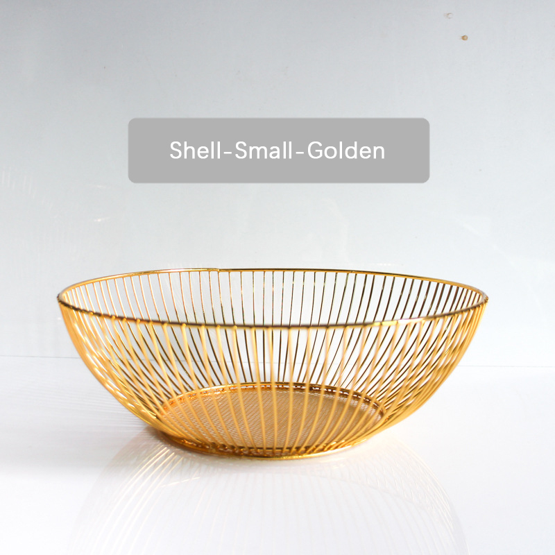 Gold Pink Iron Fruit Basket For Kitchen Table For Organizing Fruits And Vegetables 25-28cm