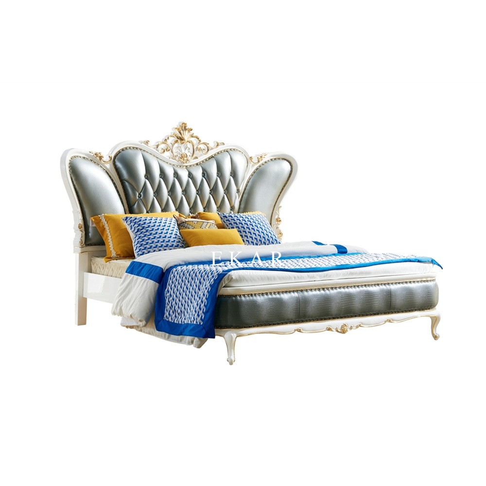 Luxury Classic Upholstered Leather Divan Design King Size European Style Bed