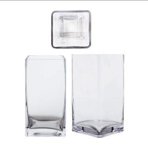 China Handmade Square 8 Inch Glass Vase For Centerpieces wholesale