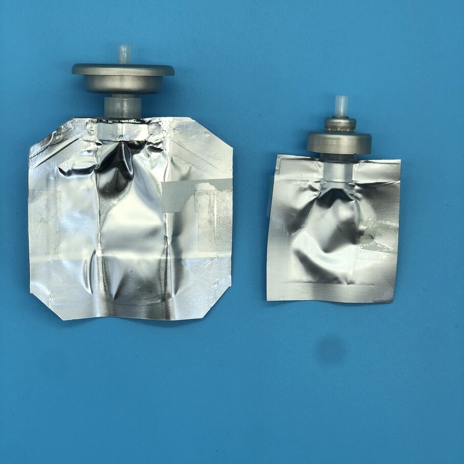 Customized Plastic Valve Bag Aerosol with Silver Cylinder Shape
