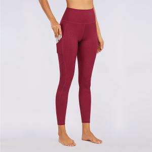 China Breathable Burgundy Womens Yoga Leggings OEM ODM High Rise Running Tights wholesale