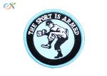 Twill Material Embroidered Football Patches , Round Shape Iron On Baseball