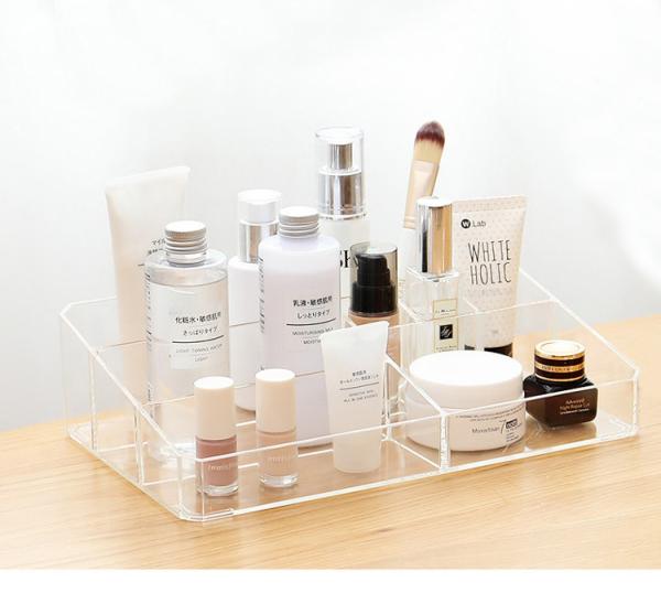 Makeup Organizer, Clear Makeup Storage Box Thick Plastic Organizer Tray 9