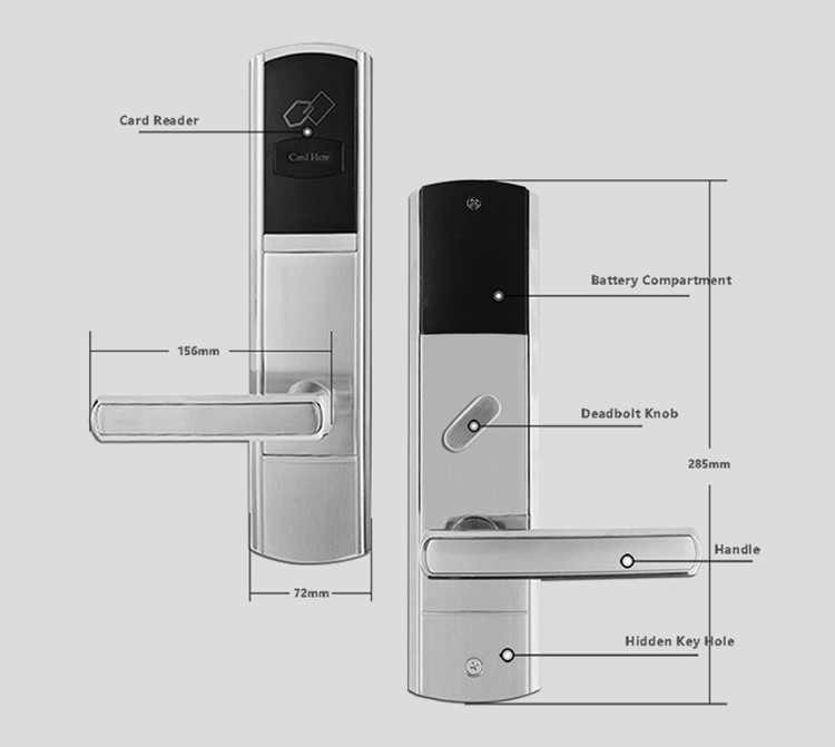 RFID Card Hotel Door Locks Big Data Capacity 200 IC Card Long Battery Life Span