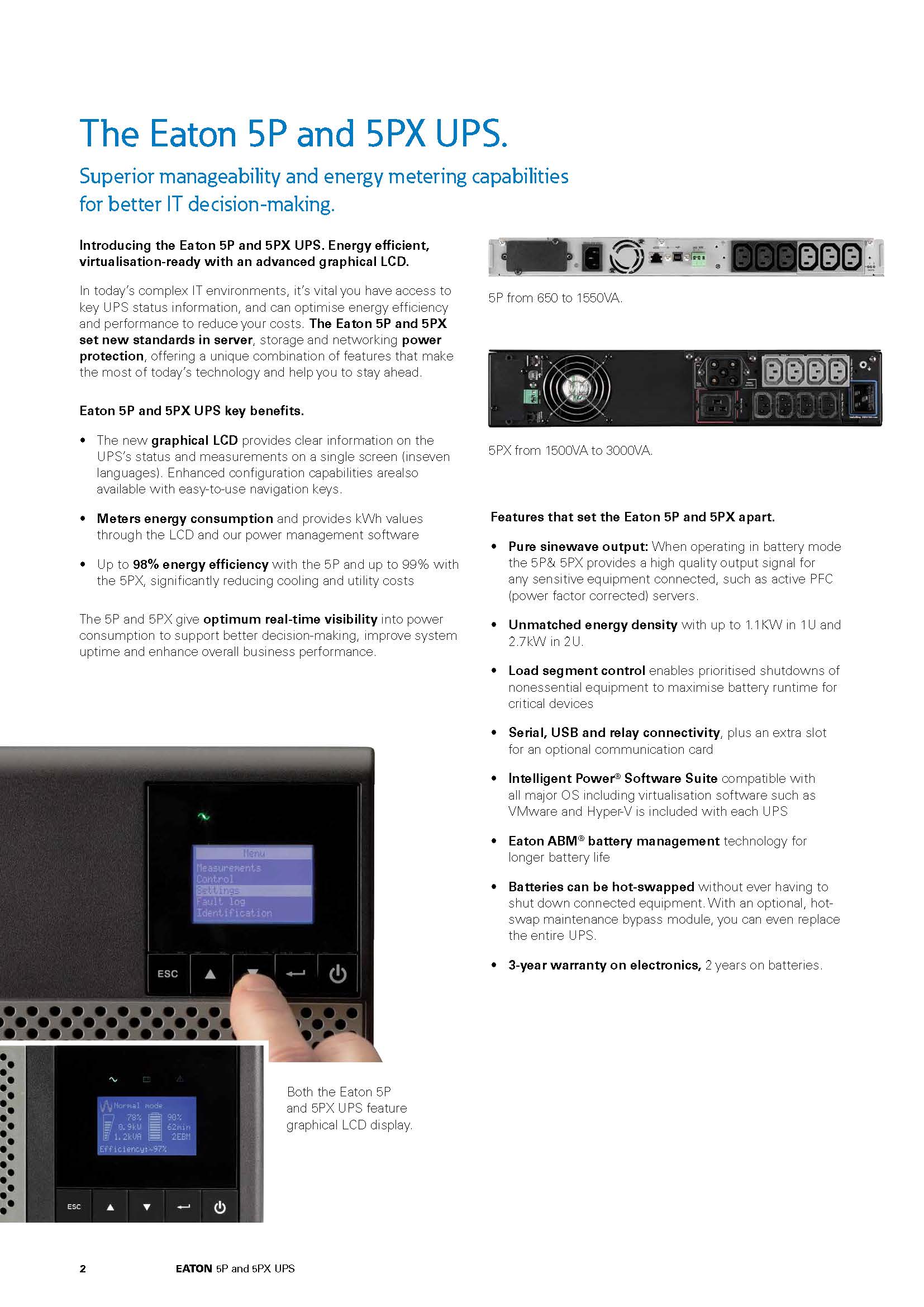 High Frequency Line-Interactive Rack/Tower UPS for 160V-294V Input Voltage by Eaton 5PX