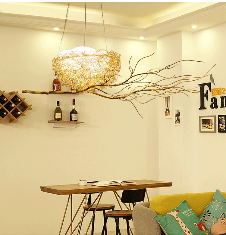 Gold Aluminium Steel Bird Nest Pendant Light Lamp loft Industial White Glass Egg Suspension Light(WH-VP-152)