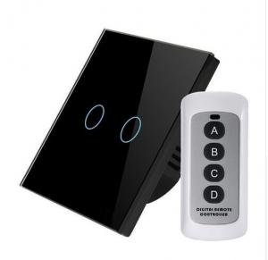 EU Standard Remote Switch, 220~250V Wall Light Remote Touch Switch 2 gang 1 way