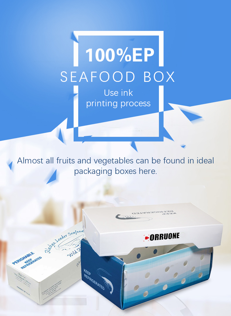 Corruone PP polypropylene 5 KG & 10 KG Custom Waterproof Frozen Meat or Seafood Packaging Boxes Corrugated plastic seafood box