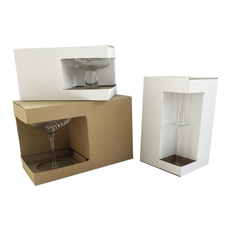 Customized Printing Brown White Kraft Paper Packaging Packing Cardboard Corrugated Display Case Gift Carton Box for Champagne Wine Bear Milk Tea Glass Mug