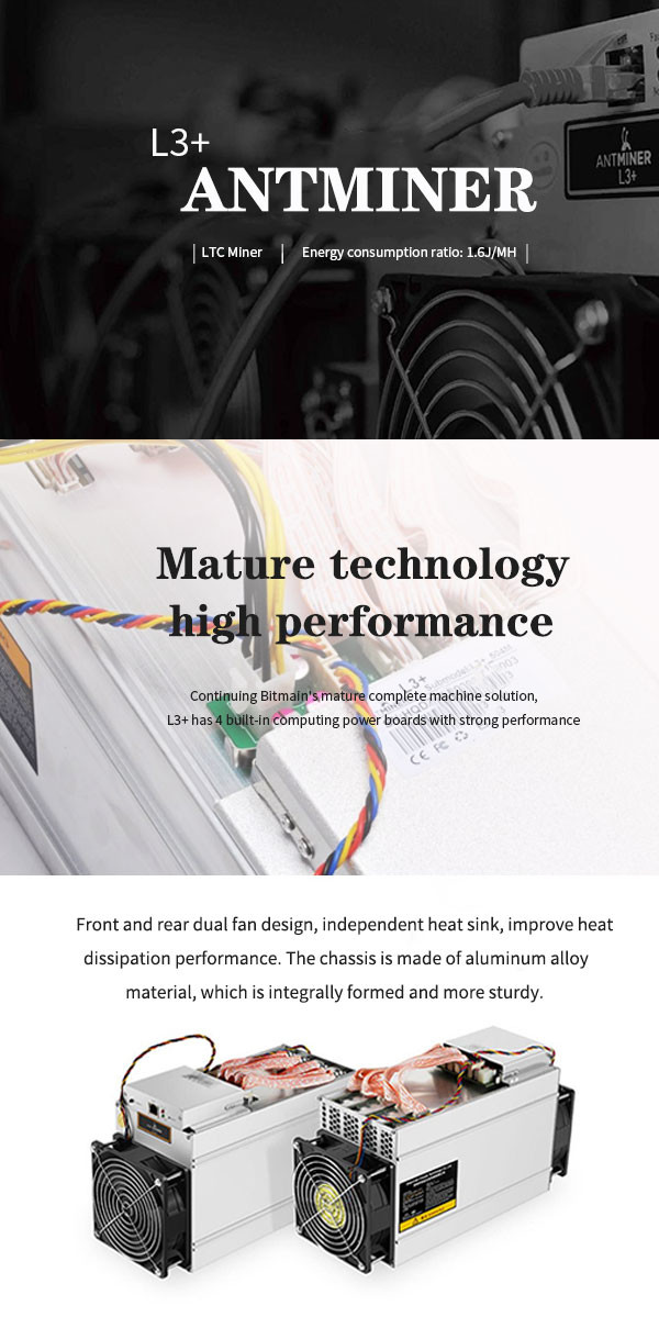 1.6J/M 800W LTC Miner Machine , BM1485 Bitmain Antminer L3+ 504mh