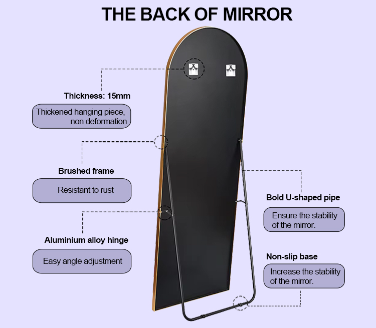 European Style Glass Mirror Full Length Dressing Fancy Bathroom Hall Entry Hotel Decor