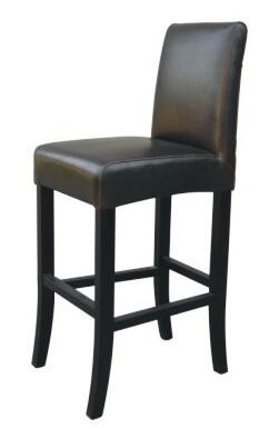 Beech wood brown pu upholstery barstool/counter stool with metal bars,fashion