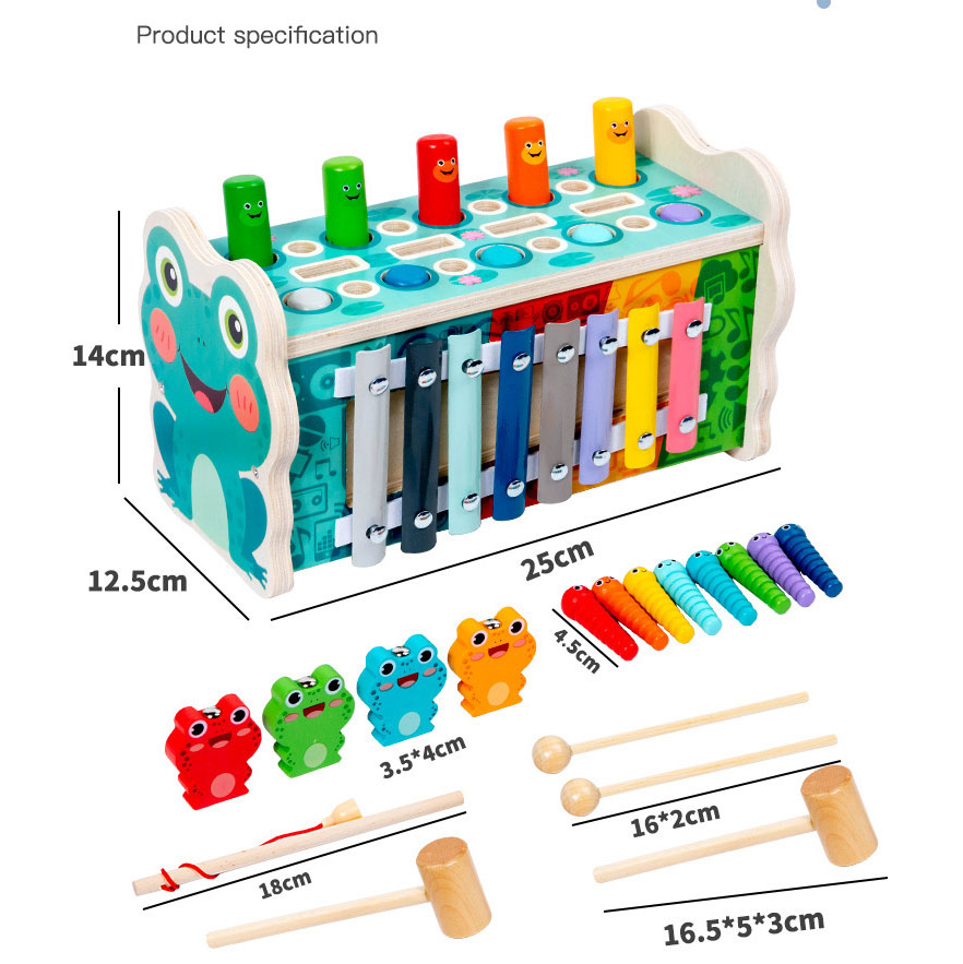 Unisex Hammering Frog Puzzle Toy Children's Early Education Building Blocks Included