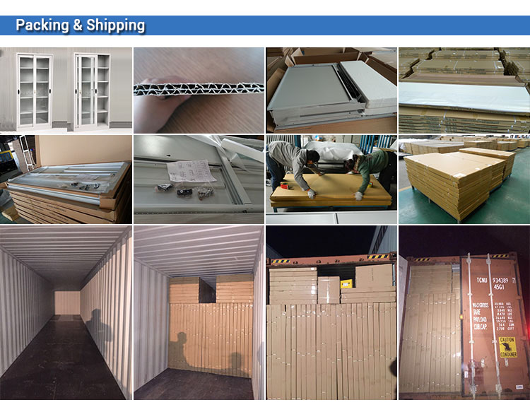2 Glass Sliding Door Steel Filing Cabinet Metal Storage Cupboard