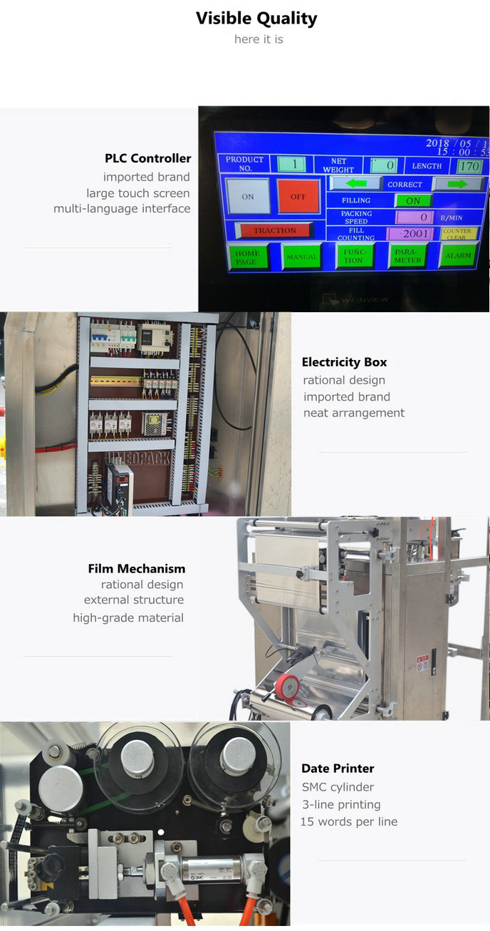 Vertical form fill seal bag packing machine with heat sealer