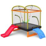Kids' Fitness Unisex Iron Frame Indoor Outdoor Trampoline with Climb Ladder and