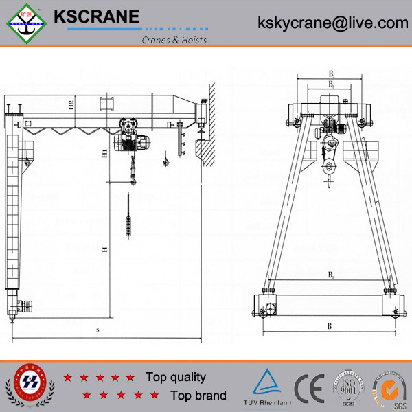 ISO Standard Electric Hoist Single Beam Gantry Crane