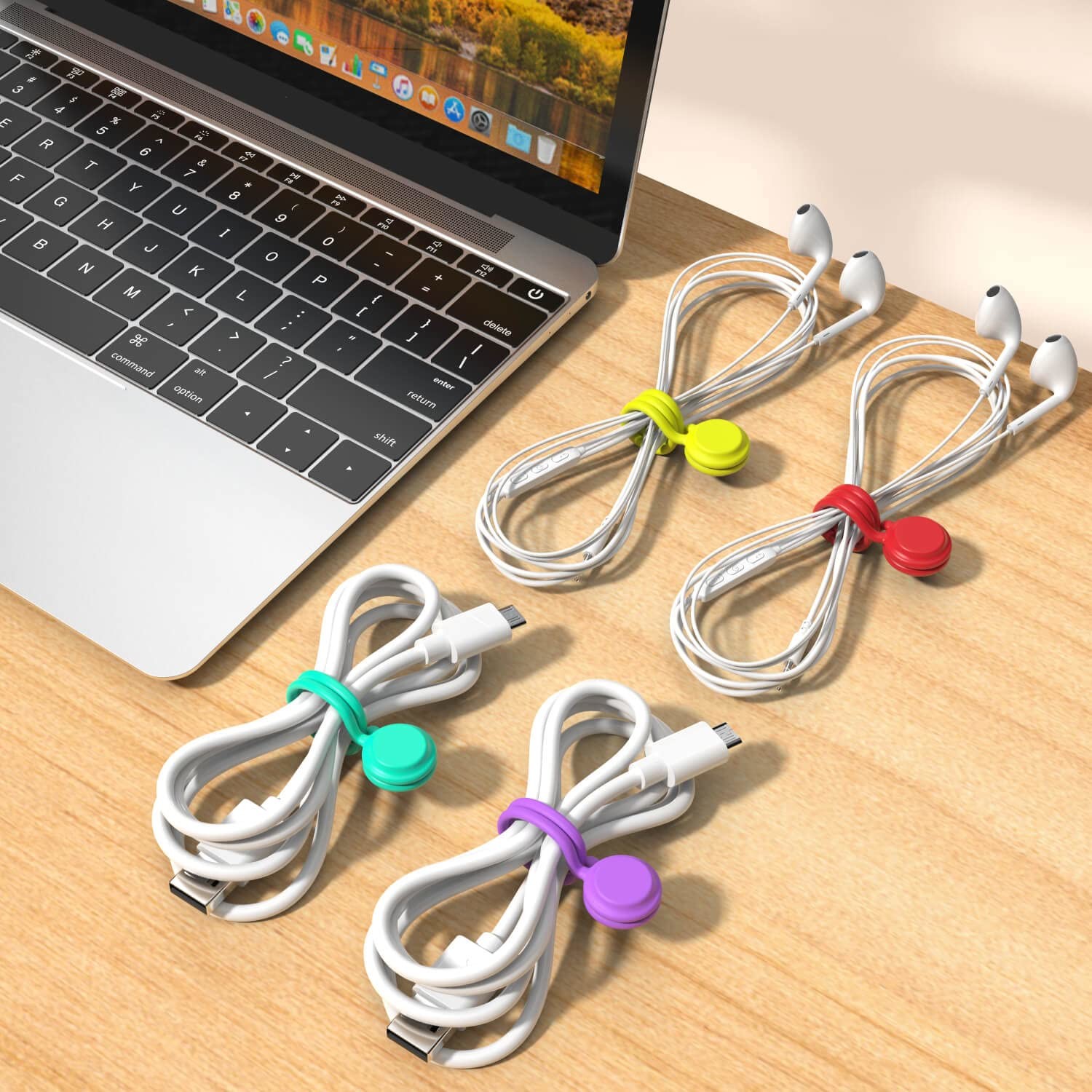Silicone Magnetic Cable Ties Reusable Cable Organizers Earbuds Cords USB Cable Manager Keeper Wrap Ties Straps Bookmark