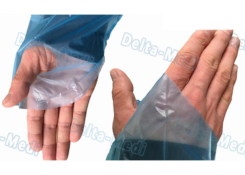 Waterproof Medical Plastic Products CPE Surgical Gown / Isolation Gown With Thumb Loop Cuff