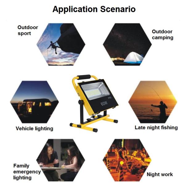 4800lm Rechargeable Led Floodlight 60W Portable Emergency Work Light