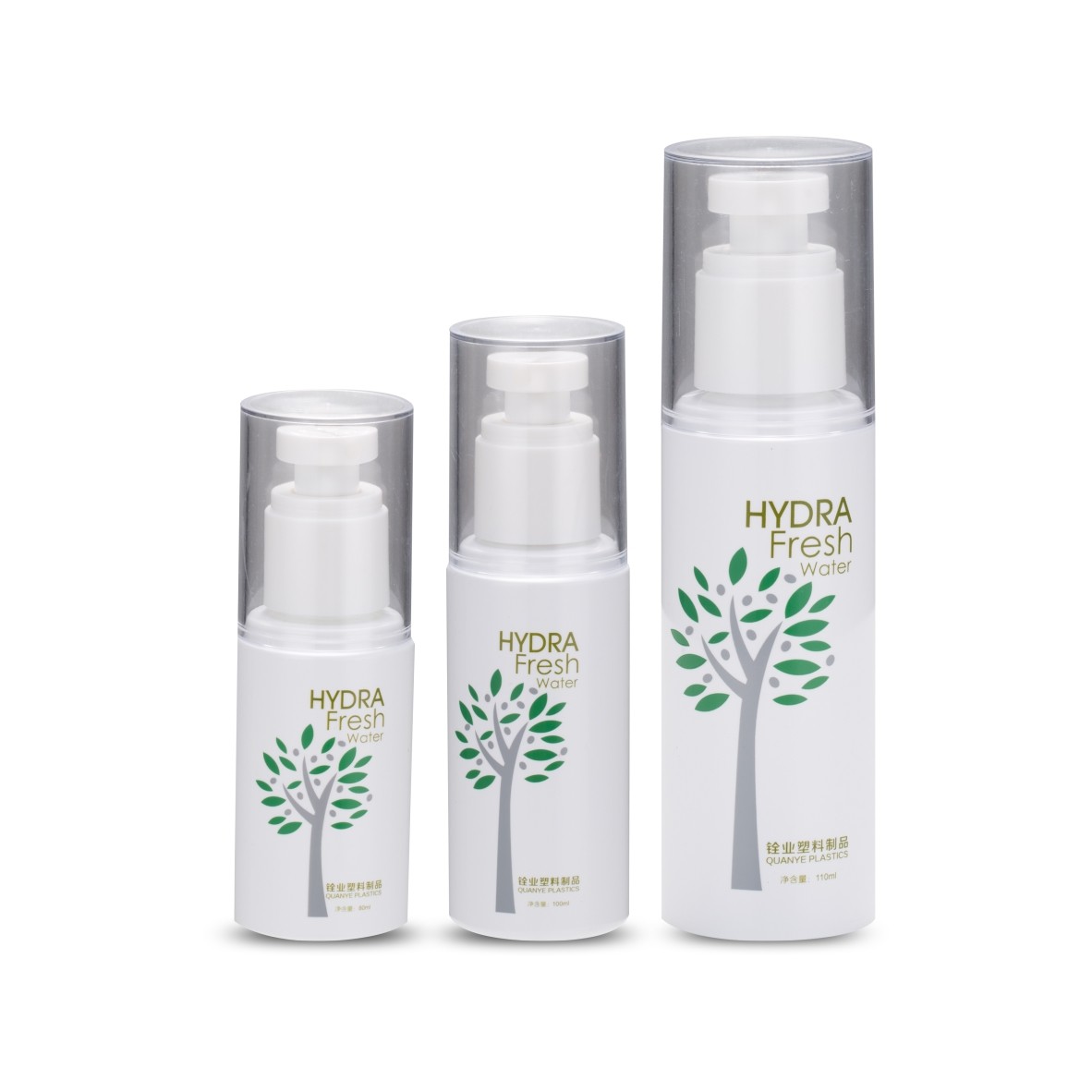Cylindrical Shape Cosmetic Plastic Container 100ml With White Lotion Pump Sprayer