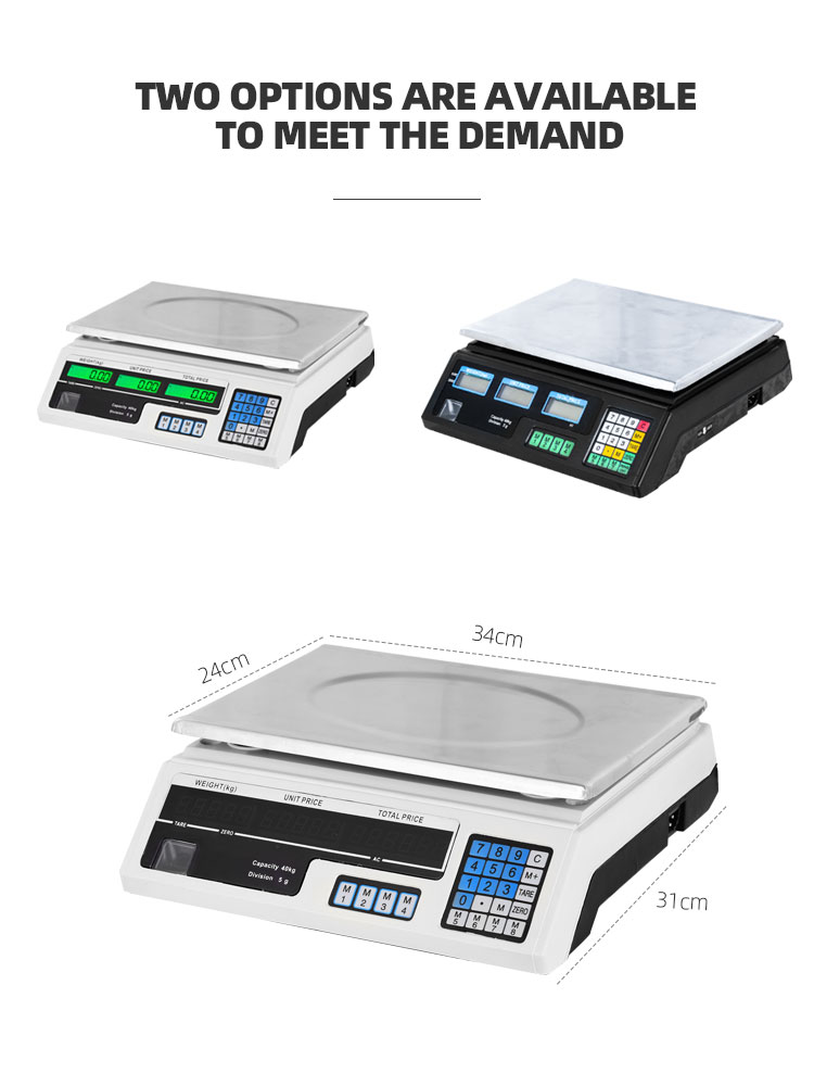 40kg Commercial Table Scale for Fruit Store Accurate Weighing Platform Plastic Stainless Steel Electronic Components