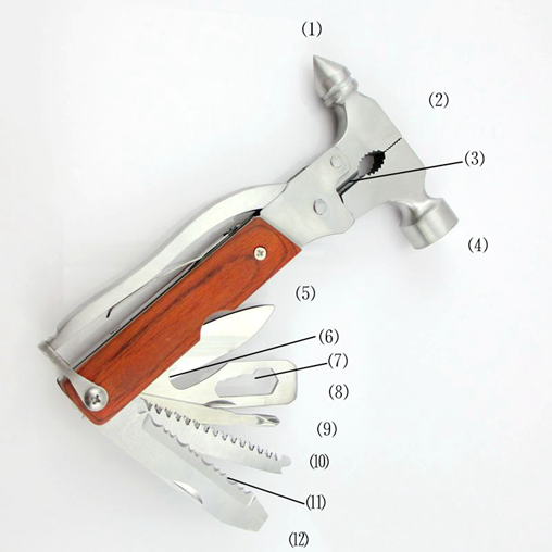 12 in 1 stainless steel multi tool emergency hammer