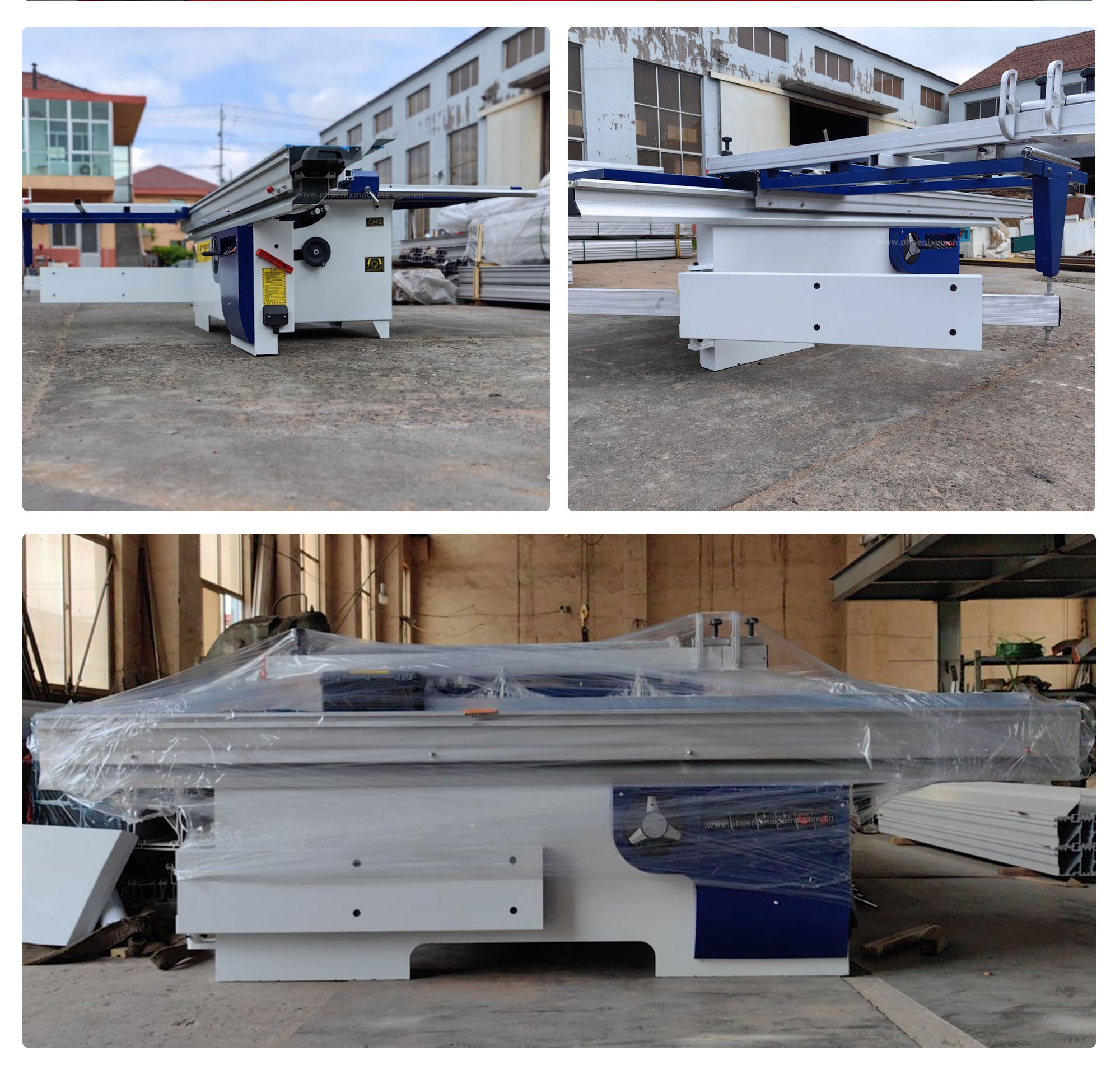 5.5KW Woodworking Machinery Double Saw Blades Sliding Table Saw for 45 90 Degrees Cuts