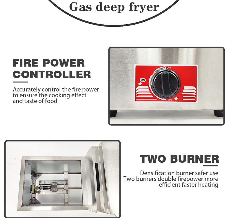 6L 6L Commercial Stainless Steel Gas Deep Fryer with 2 Basket Fried Chicken Machine