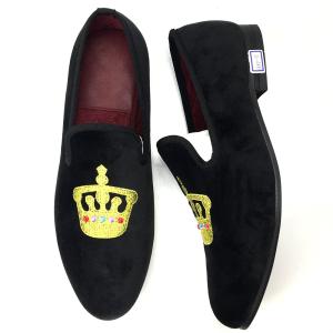 China Luxury Black Mens Velvet Loafers Round Toe Breathable For Party / Evening wholesale