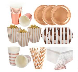 China Rose Gold Party Plates And Napkins Cups wholesale