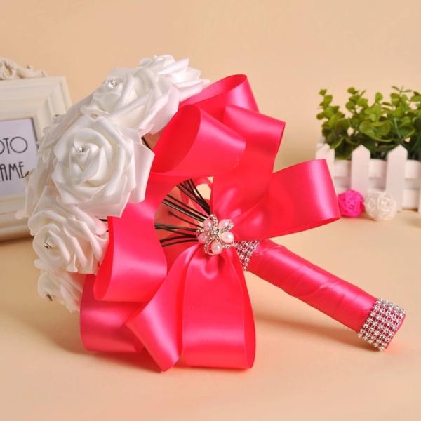 Wholesale Bride Hand Flowers bridal bouquet foam rose artificial flower bouquet