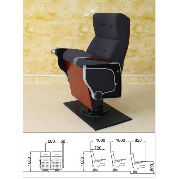 Flameproof Black Theatre Cinema Hall Chairs With PU Foam Collapsible High Density