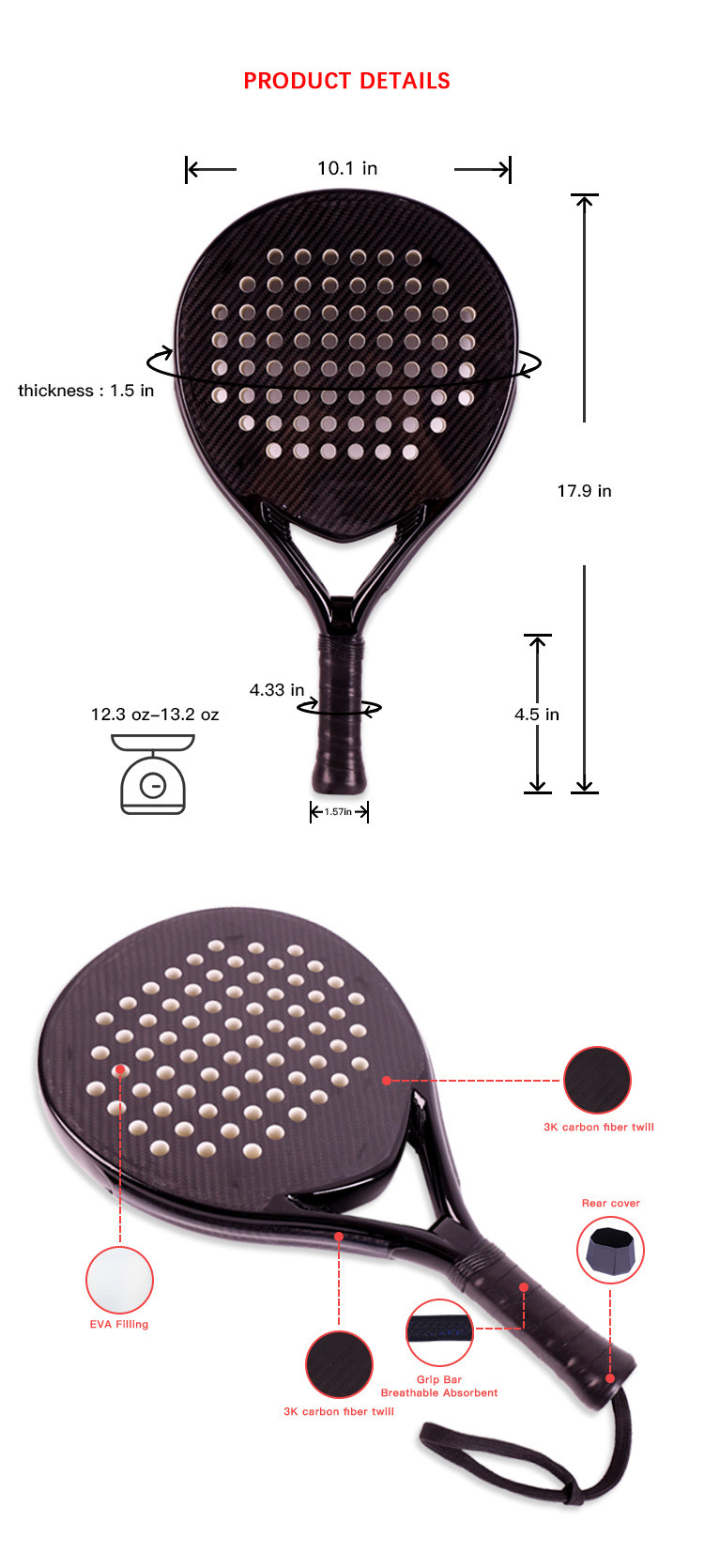 Beach Tennis Racket Personalized Tennis Paddle Racquets Lightweight Carbon Fiber
