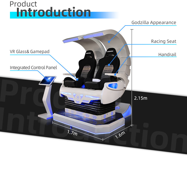 9D VR Egg Chair Double Players Super Godzilla Virtual Reality Seat For Shopping Mall