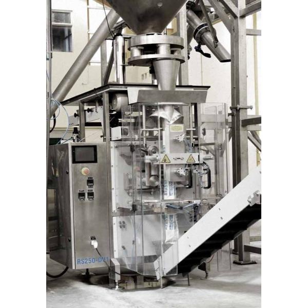 Vertical form-fill-seal machine for small salt pouches in a factory