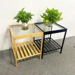Iron Glass Bamboo Rattan Bedside Table Nightstand ODM