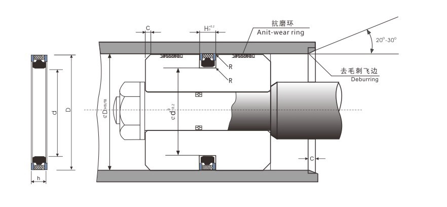 SPGW 90 Shore High Pressure Piston Seals Double Acting Piston Seal For Hydraulic Cylinder