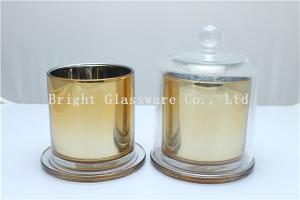 China Golden candle holder and Glass dome, candle jar with glass cover sale wholesale