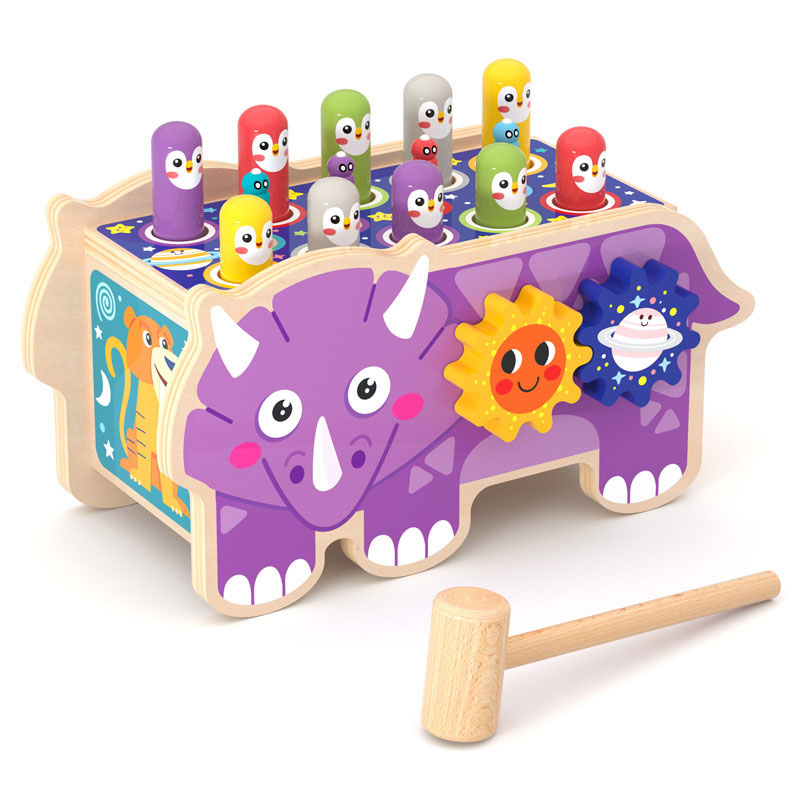 Wooden Cartoon Hitting Ground Mouse Building Blocks for Children's Early Education