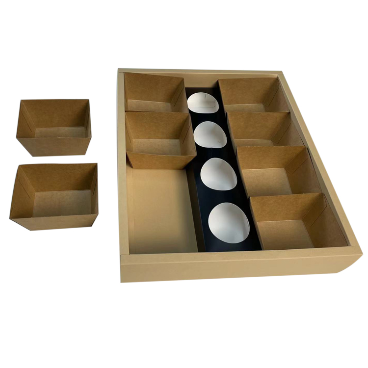 100% Recycled Custom Takeaway Brown Kraft Paper Platter Boxes with Dividers and Sauce