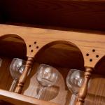 Antique Cherry ISO9001 Solid Wood Kitchen Cabinets With Wine Shelf