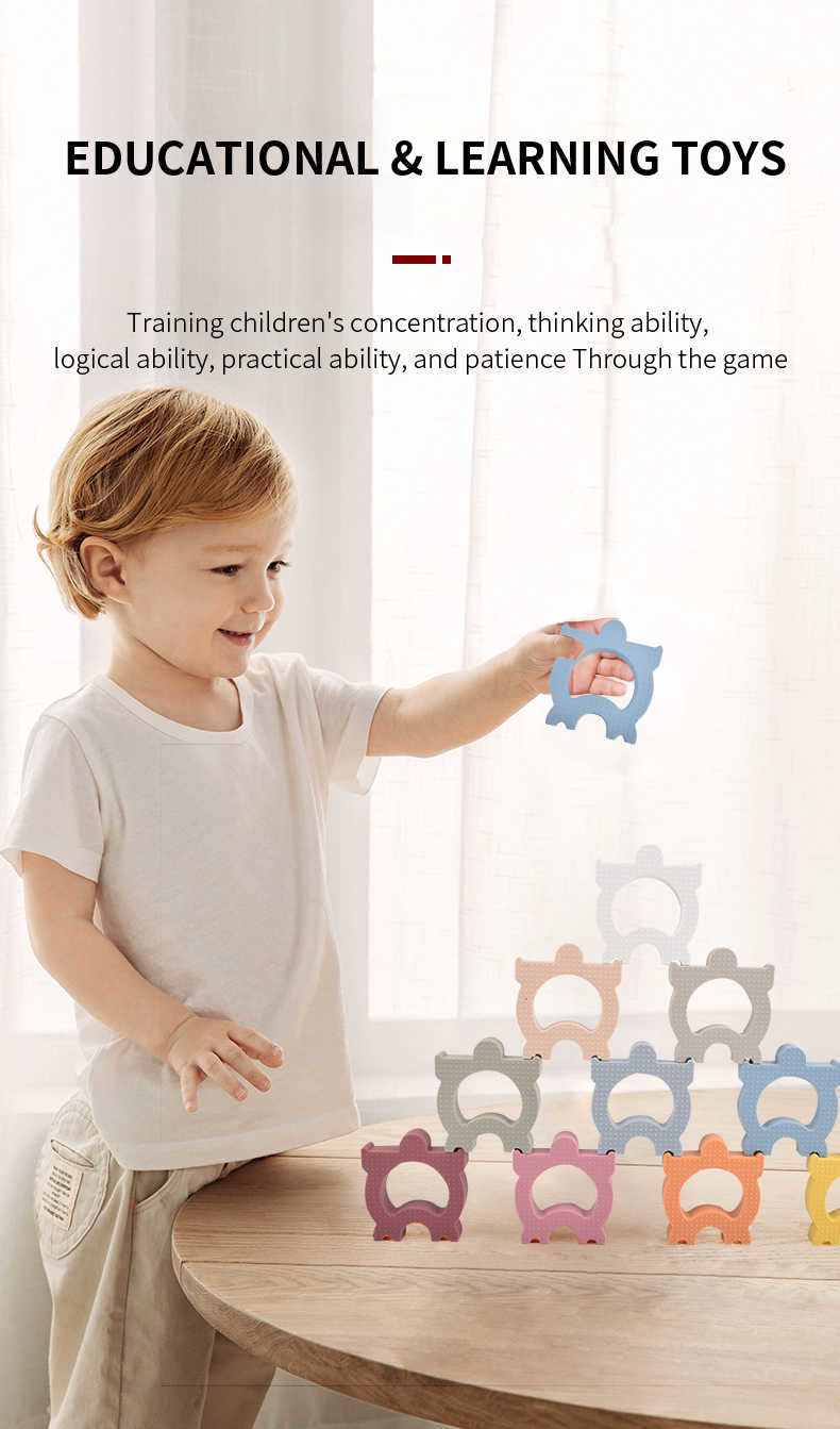 Infants Silicone Dominoes 10 Pieces Baby Silicone Toys Entertaining