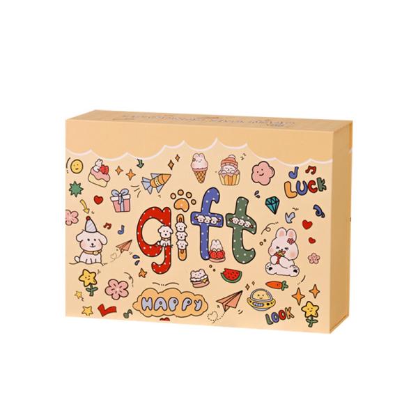 T shirt folding gift box Beige Playful Animal Graphics magnetic closure gift box