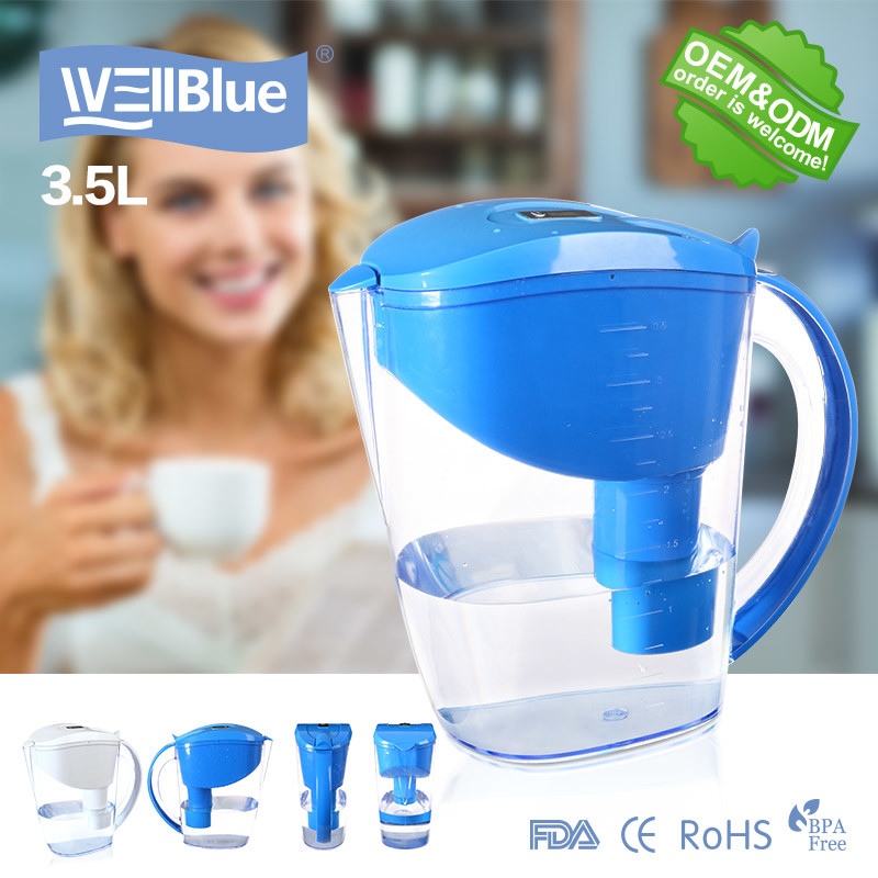 Plastic 3.5L Alkaline Water Filter Pitcher Eco Friendly For Rise PH 8-10 Level