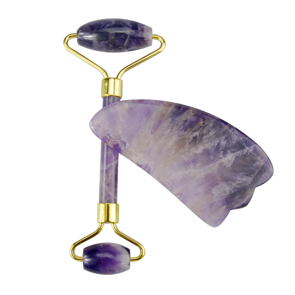 Skin Tightening Purple Face Roller Double Jade Roller