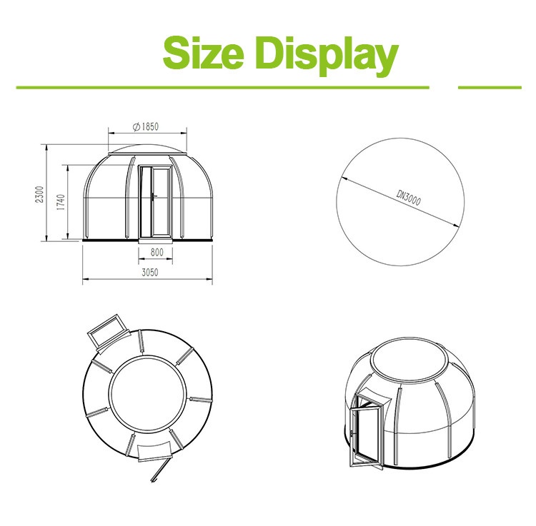 Diameter 3m Outdoor Bubble Tents PC Transparent Bubble Tent With LED