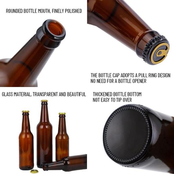 Custom Glass Beer Bottles For Breweries With Caps Bulk Orders Leak-Proof & Durable Design&OEM Logos