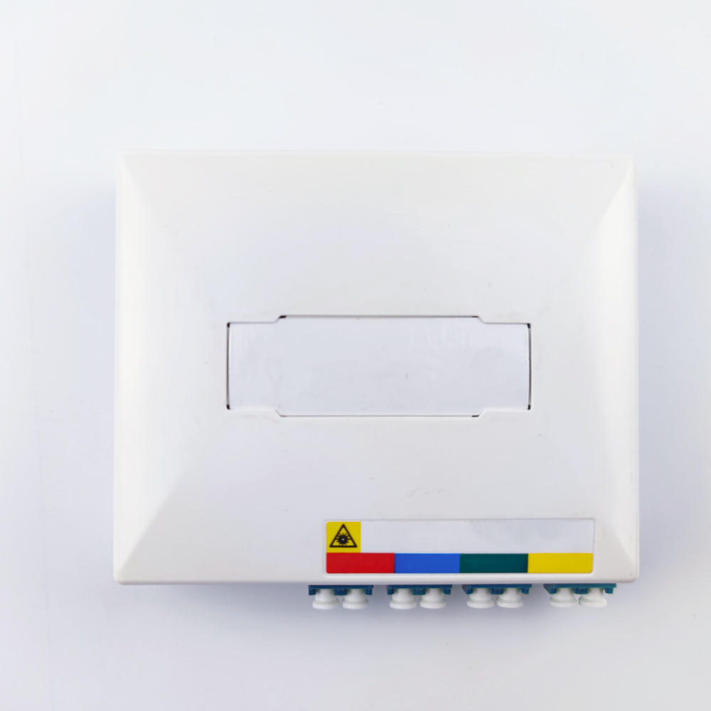 -Made Gray/White 4 Cores LC UPC Plastic Fiber Optic Faceplate Socket Panel for Indoor