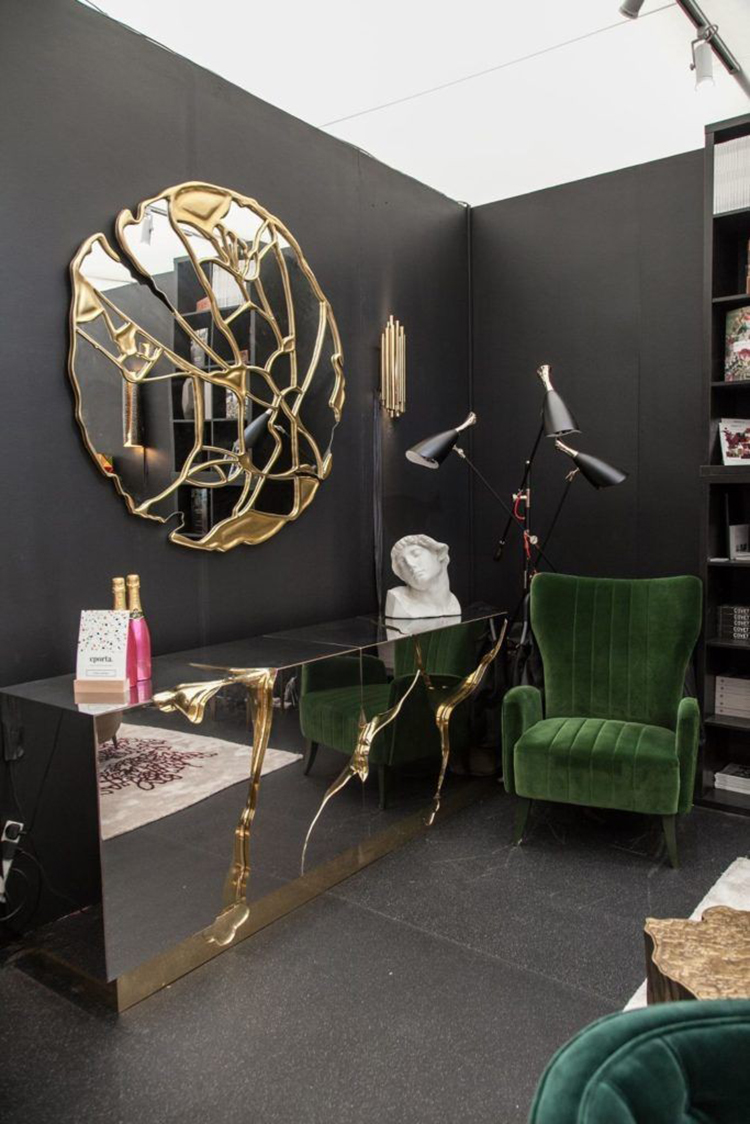 Full Length Hanging Brushed Brass Mirror 100x200cm Decorative